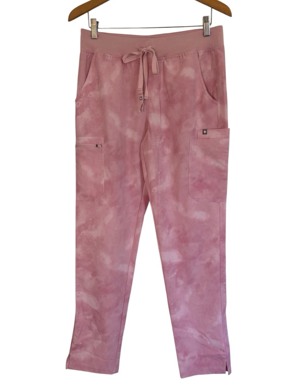 Figs Yola Yoga Scrub Pants Marbled Rose Pink Size M/T